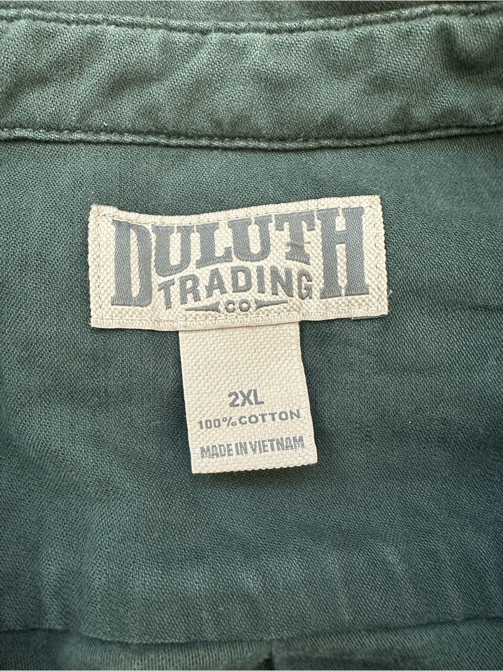 Duluth Trading Co Men 2XL Heavyweight Cotton Work Shirt Forest Green Long Sleeve - Picture 3 of 11